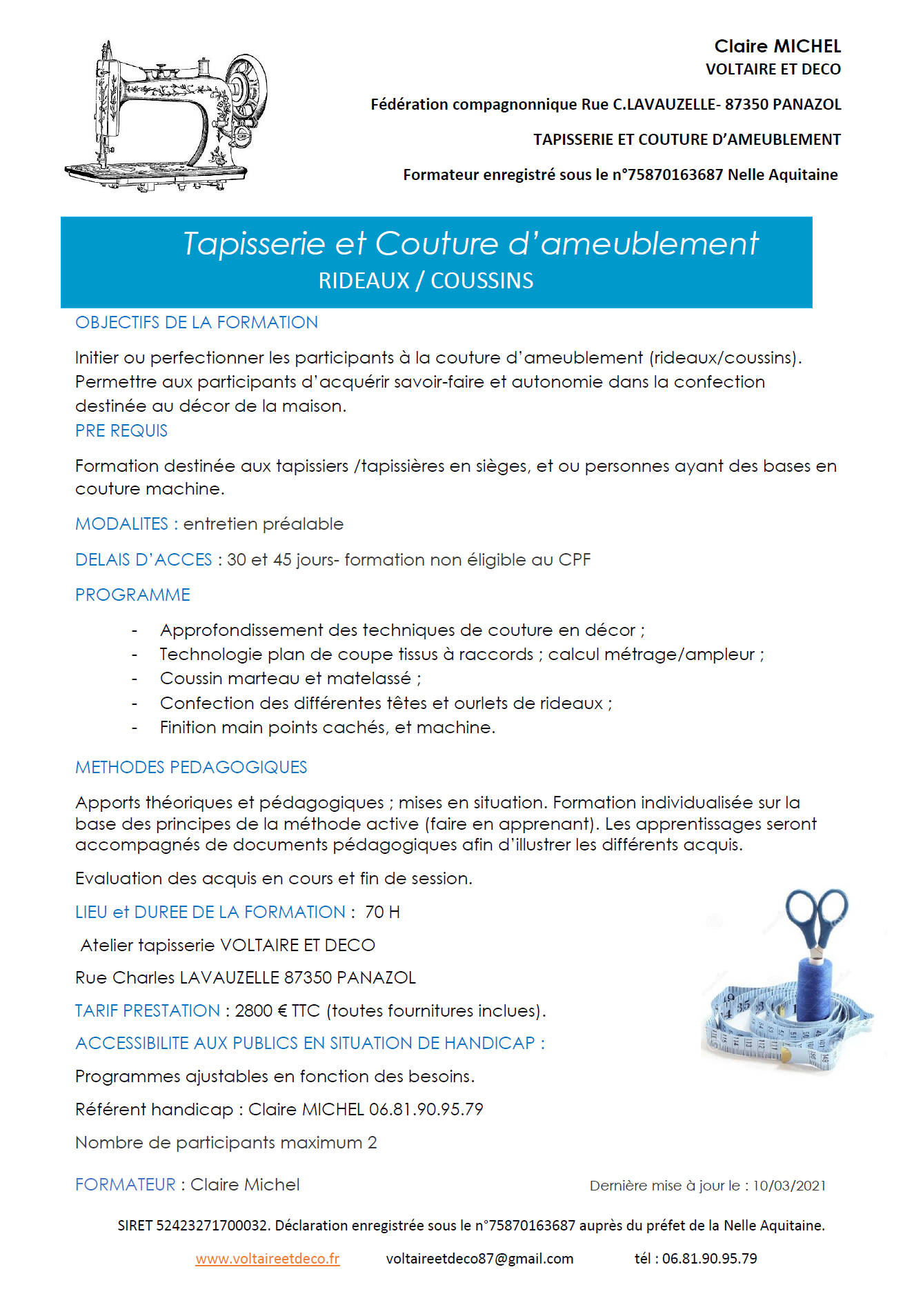 formation couture ameublement